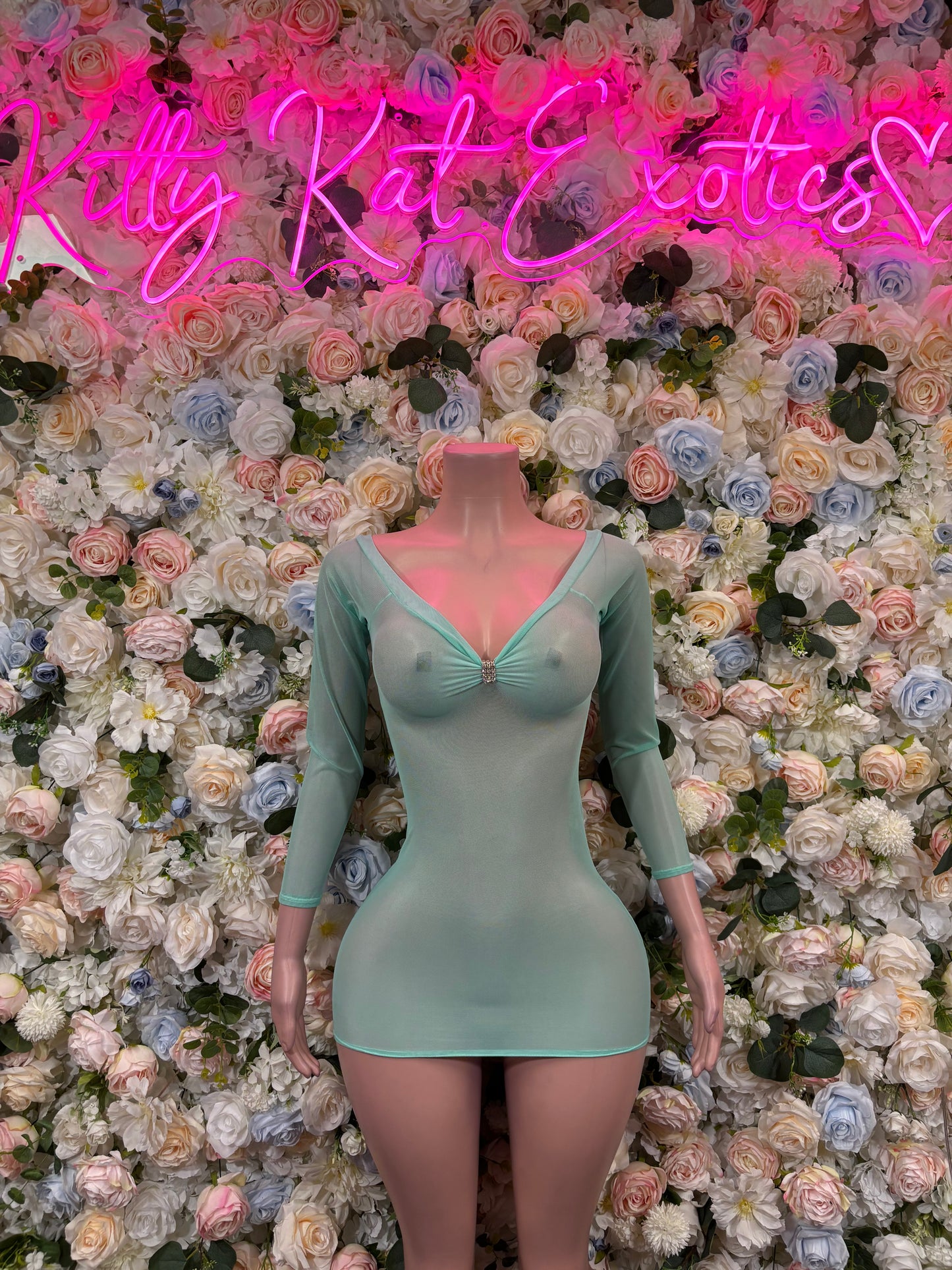 Baby Blue Mesh Dress - Sexy Formal Evening Dress, Exotic Dancewear, Date Night Outfit, Rave Festival Clubwear
