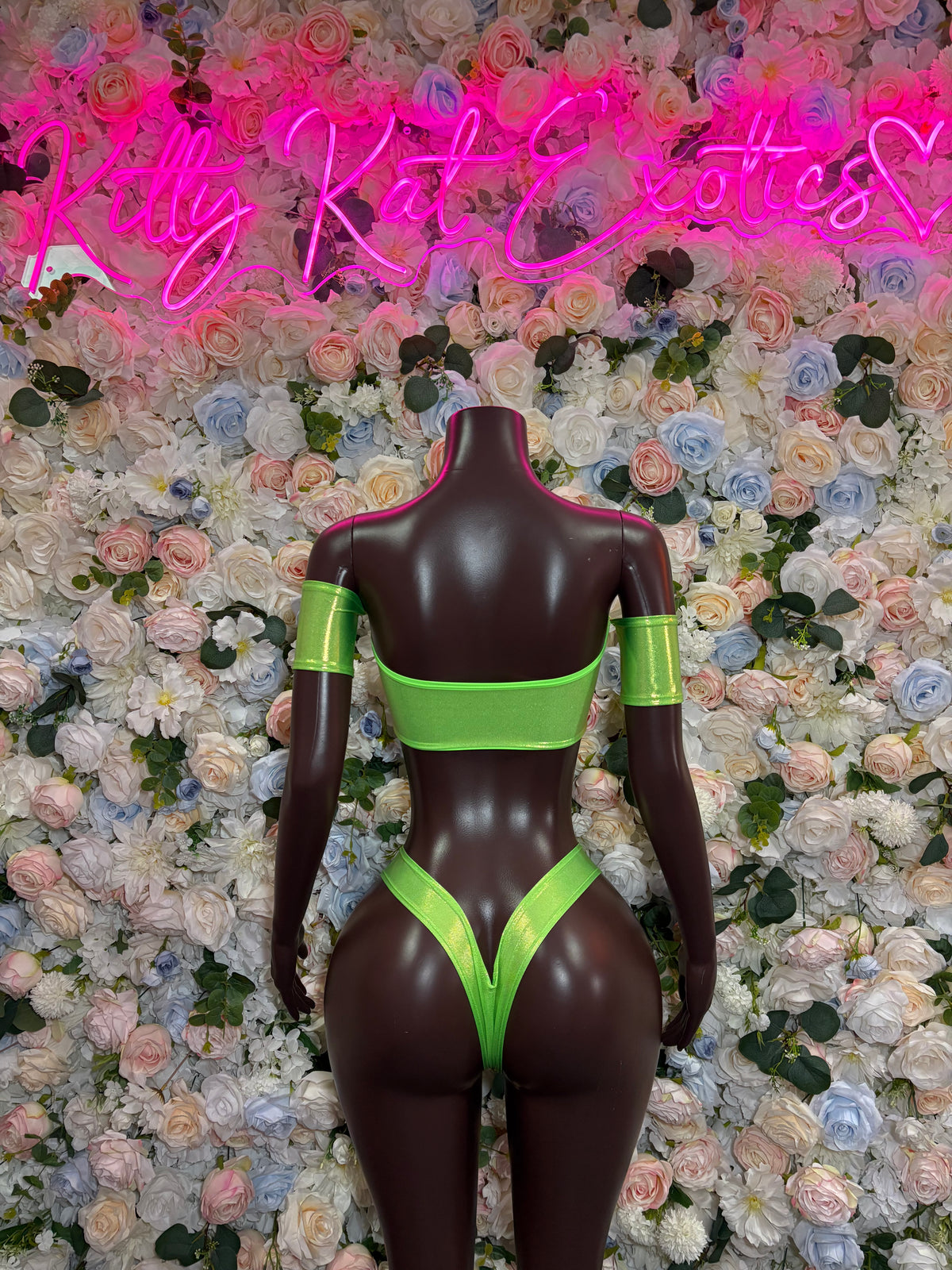 Neon Green Two Piece Crop Top Set  – Summer  & Rave Wear Dancewear
