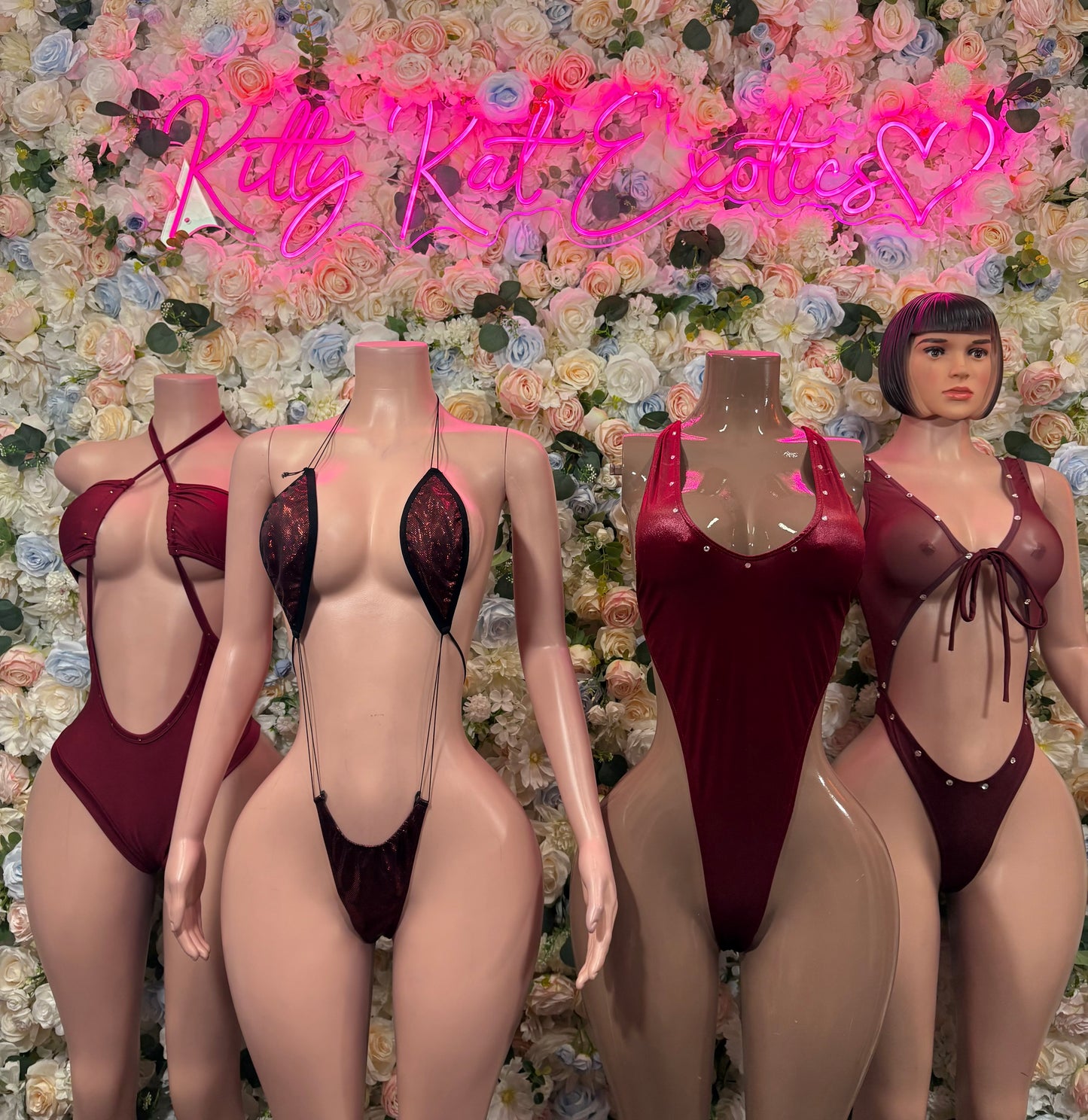 Burgundy Bodysuit Women’s Rave Festival Outfit - Exotic Dancewear