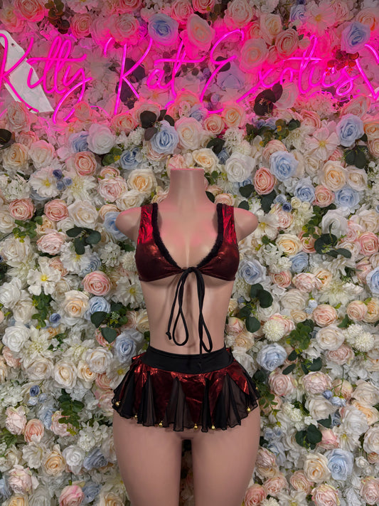 Christmas Two Piece Skirt Set - Holiday Design | Exotic Dancewear for Performers, Bottlegirl Bartender