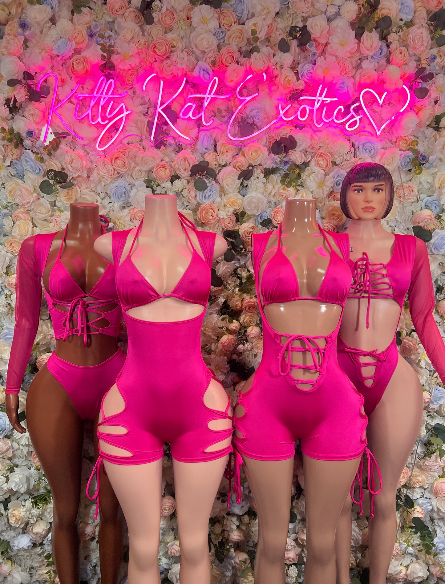 Pink Bottlegirl Bodysuit  - One Piece Bartender Outfit,  Exotic Dancewear Club Wear
