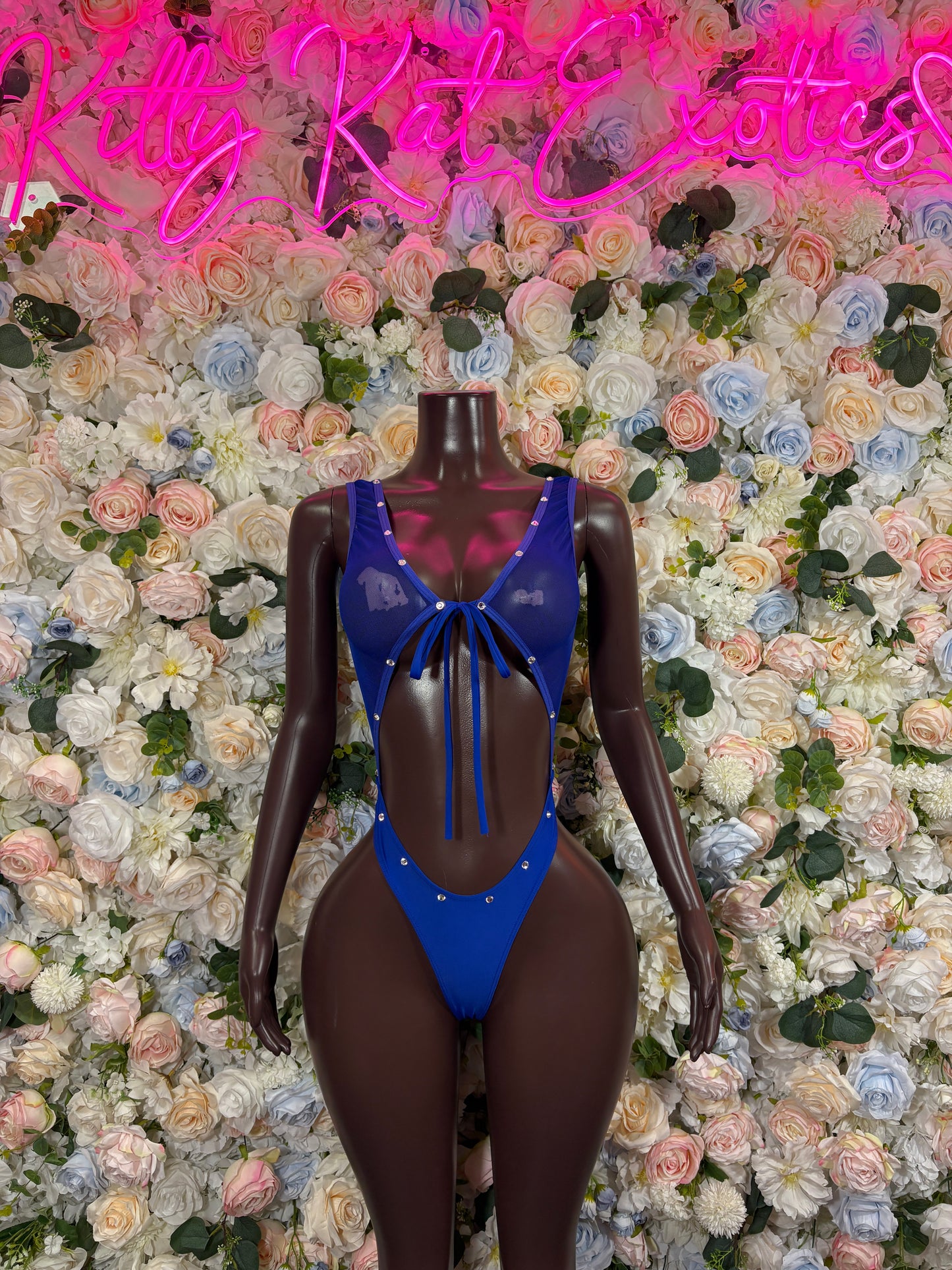 Ravewear One-Piece Blue Mesh Bodysuit - Festival Outfit,  Party Costume, Glitter Dancewear, Boho Clubwear