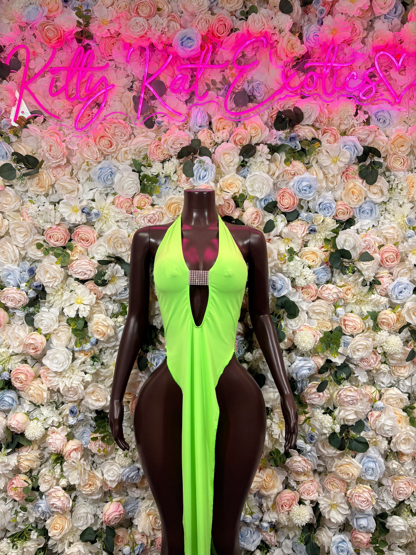 Neon Green Gown Date Night Exotic Dancewear