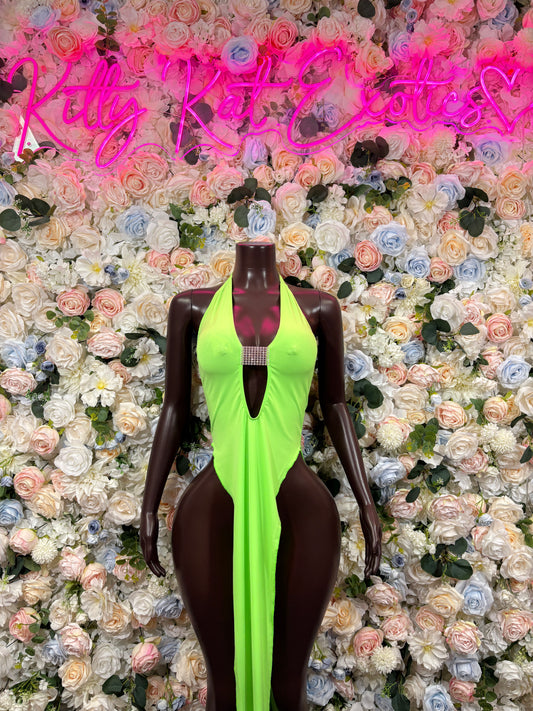 Neon Green Gown Date Night Exotic Dancewear