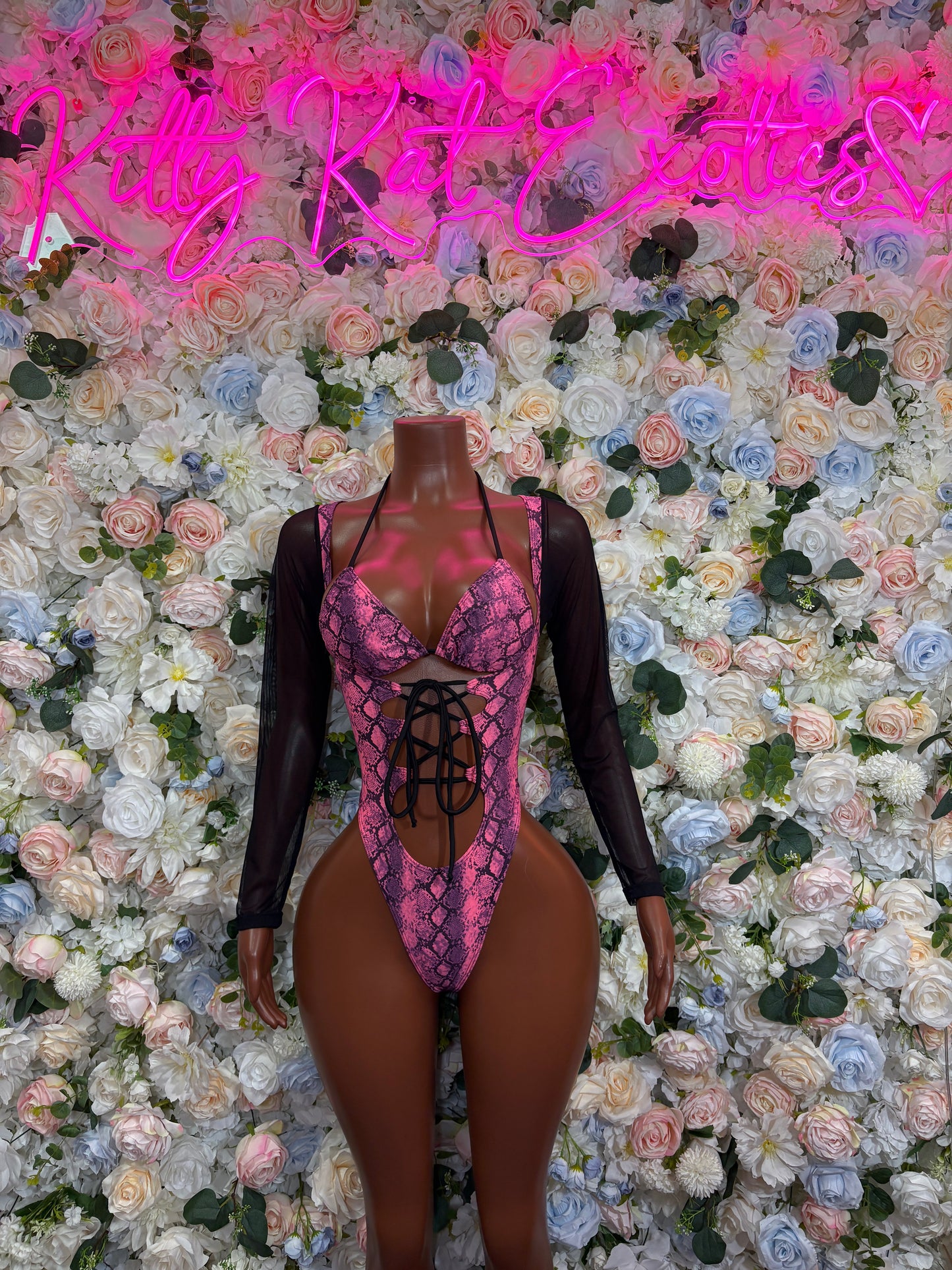 Bottlegirl Pink Snake Print One-Piece  Bodysuit  Exotic Dancewear, Ravewear for Performers, Raves | Bottlegirl Outfits