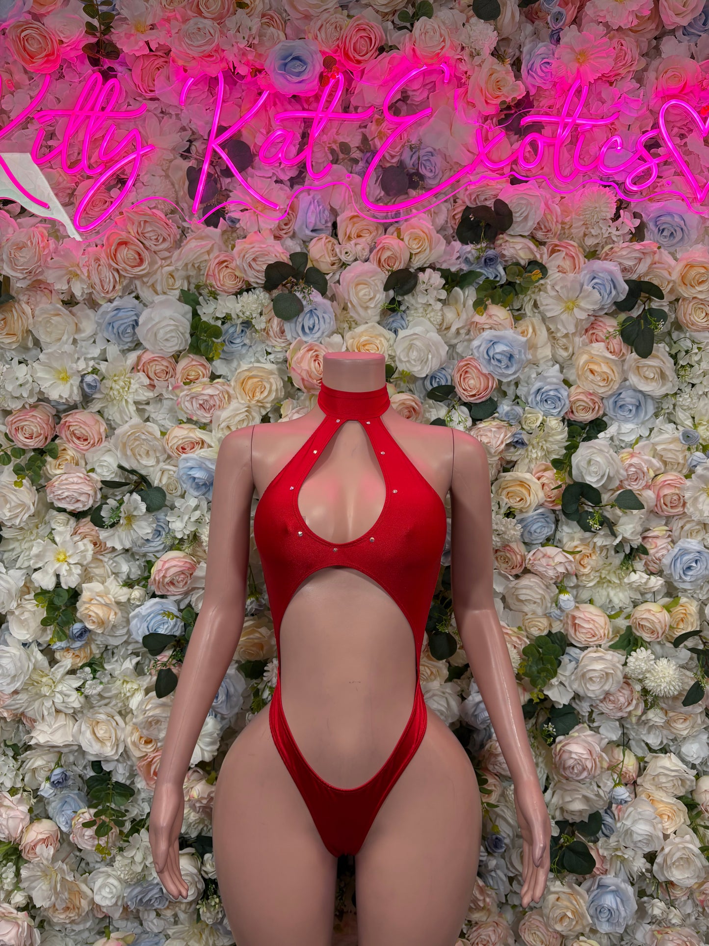 Red Bodysuit Rave Festival Outfit Women - Exotic Dancewear Stripper Clubwear Bottle Girl Ravewear