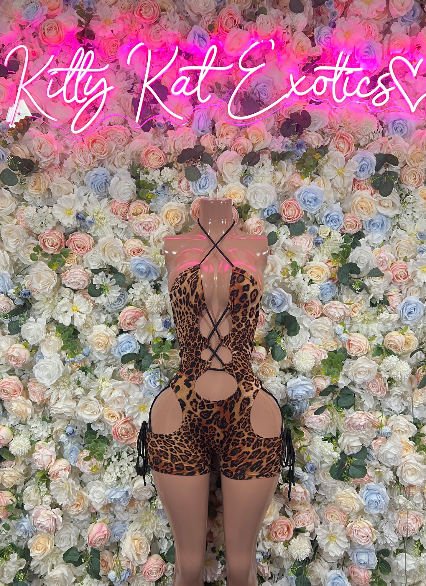 Leopard Print Bottlegirl Bodysuit  - One Piece Bartender Outfit, EDM Dancewear, Party Clubwear