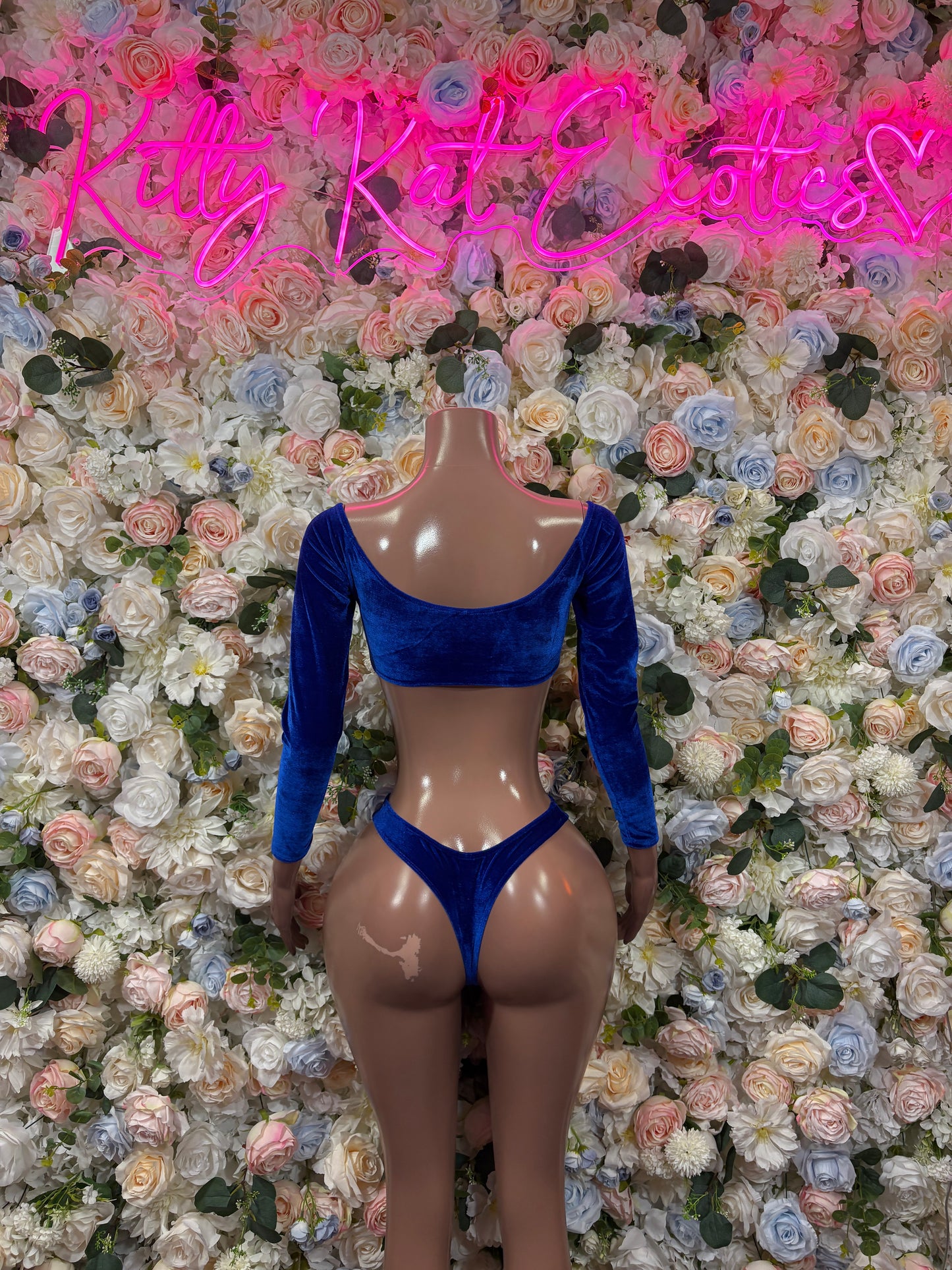 Royal Blue Velvet Two Piece Set Festival Outfit Dancewear Clubwear Ravewear