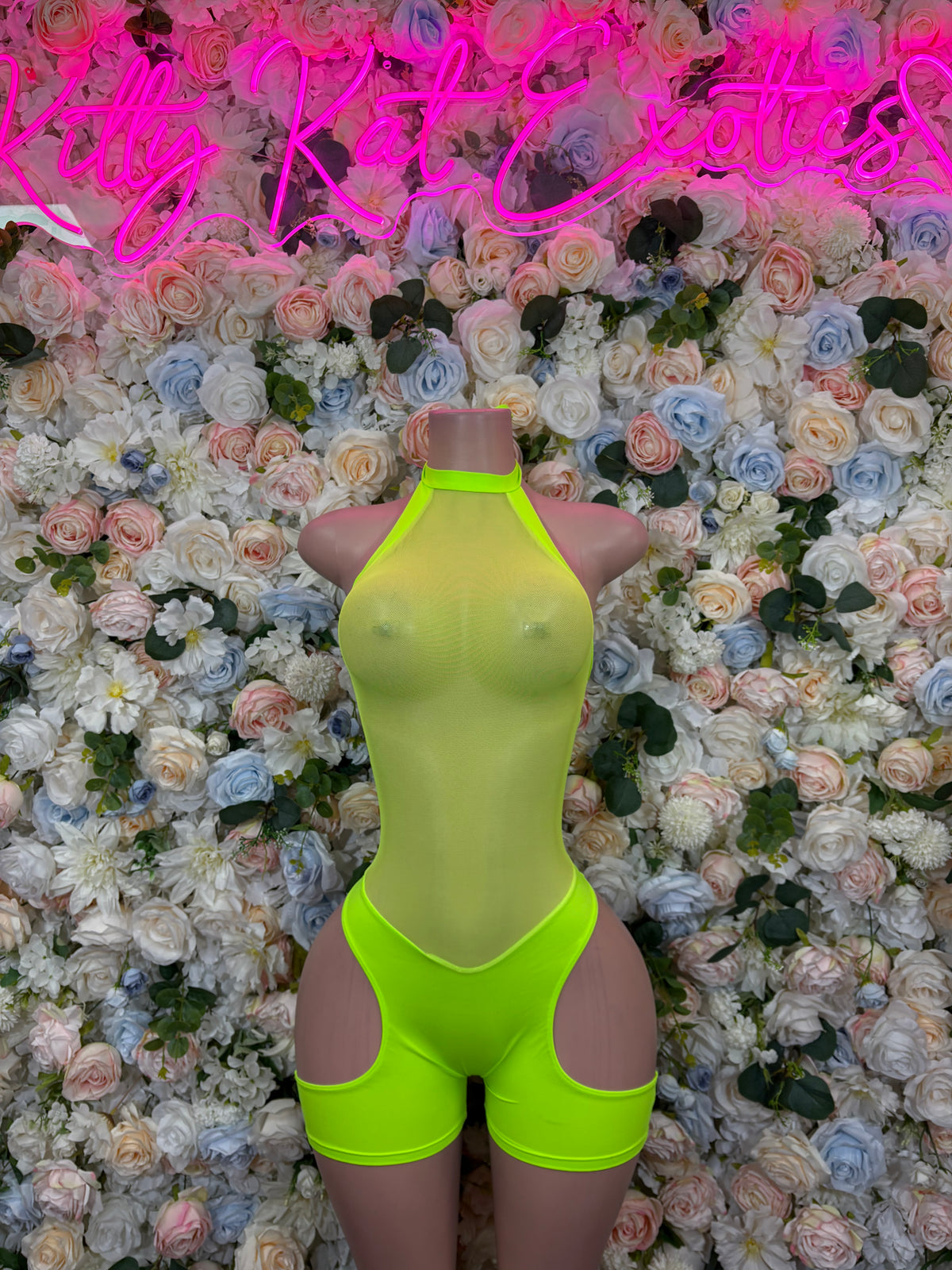 Neon Green Bottlegirl Bodysuit, Long Sleeve Rave Outfit, Festival Clubwear