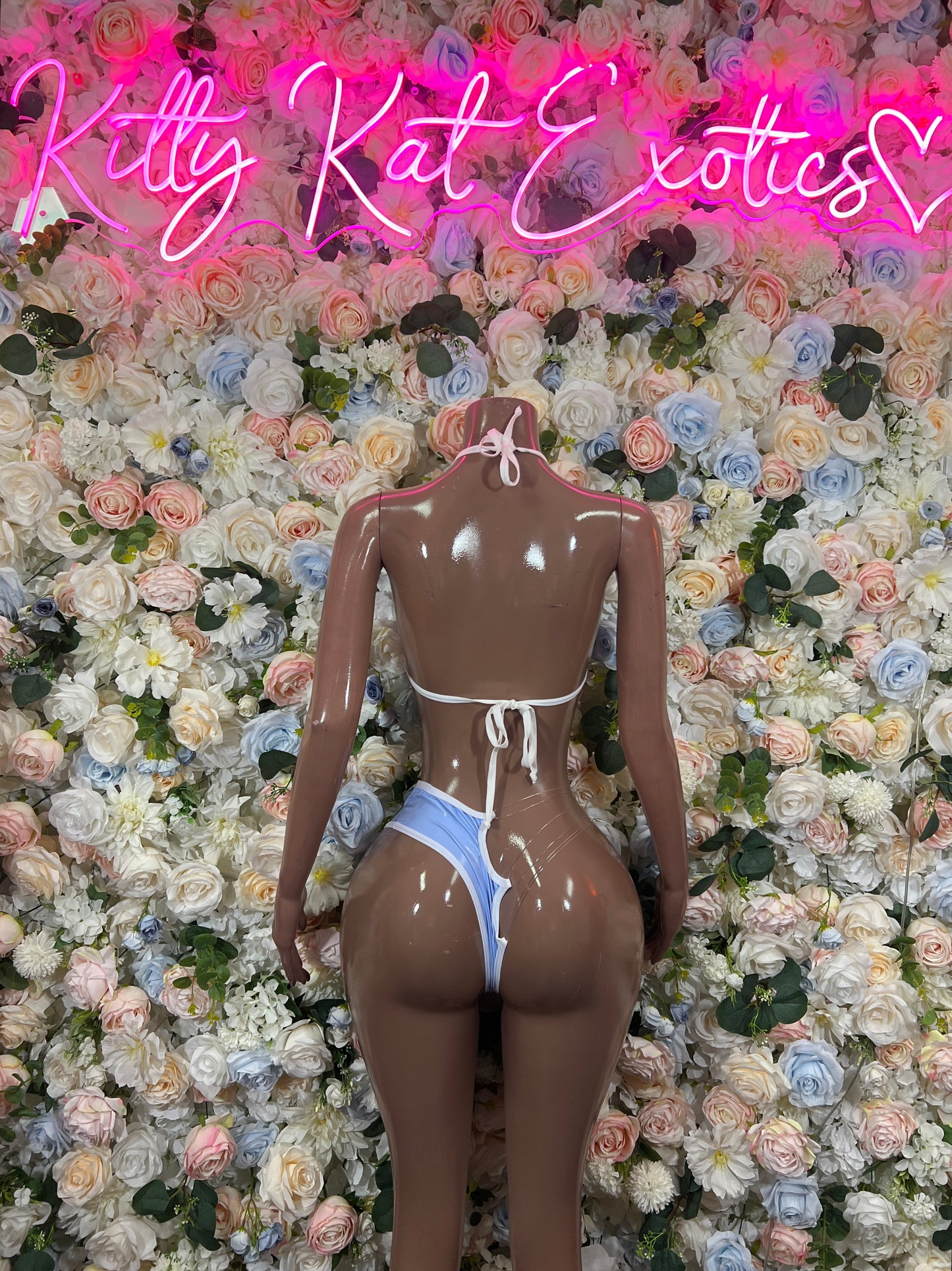 Baby Blue Latex Two Piece – Rave Outfit Festival Bottlegirl Exotic Dance Clubwear