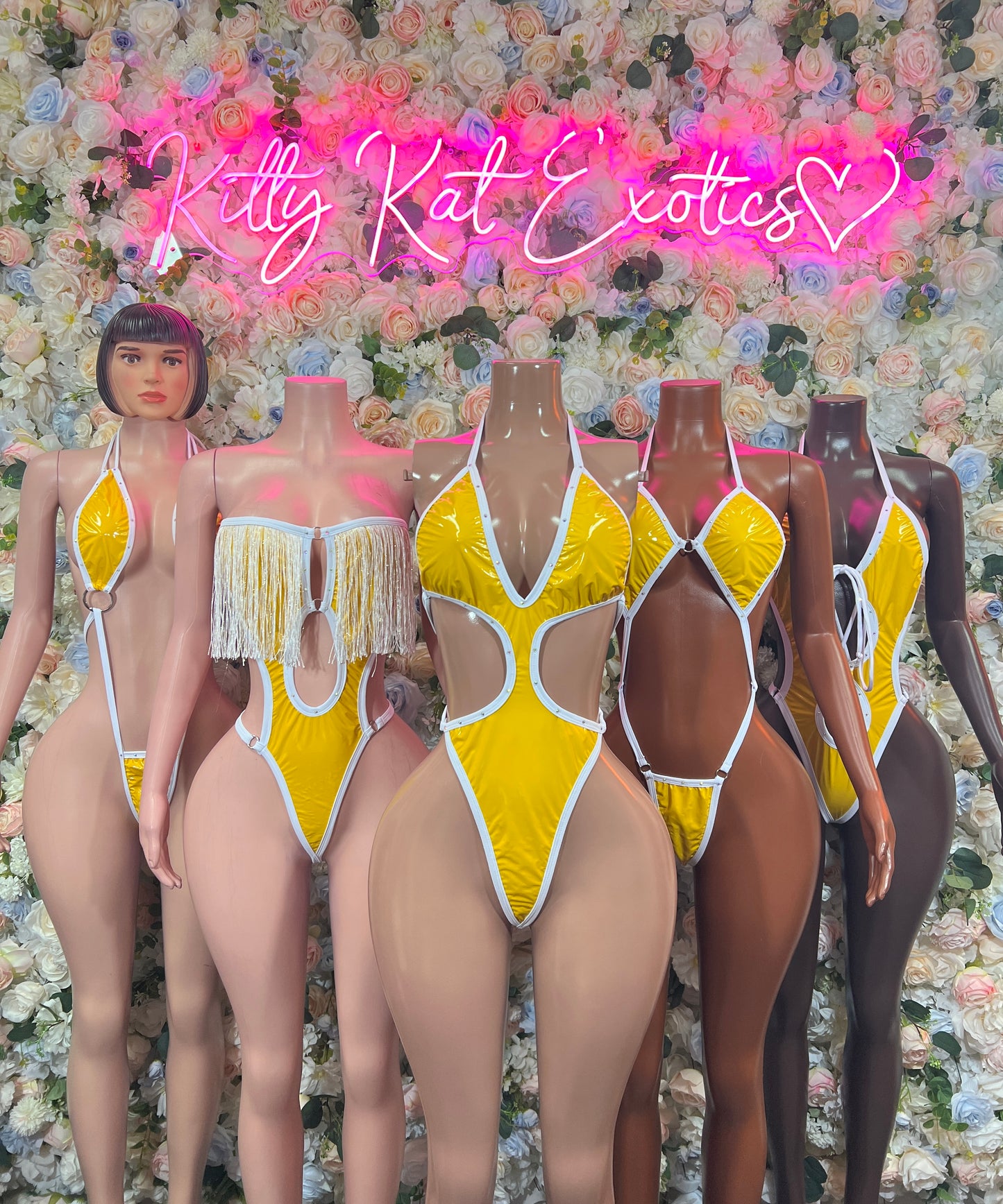Yellow Latex Bodysuit – Shiny Rave Festival Bottle Girl Exotic Dance Clubwear