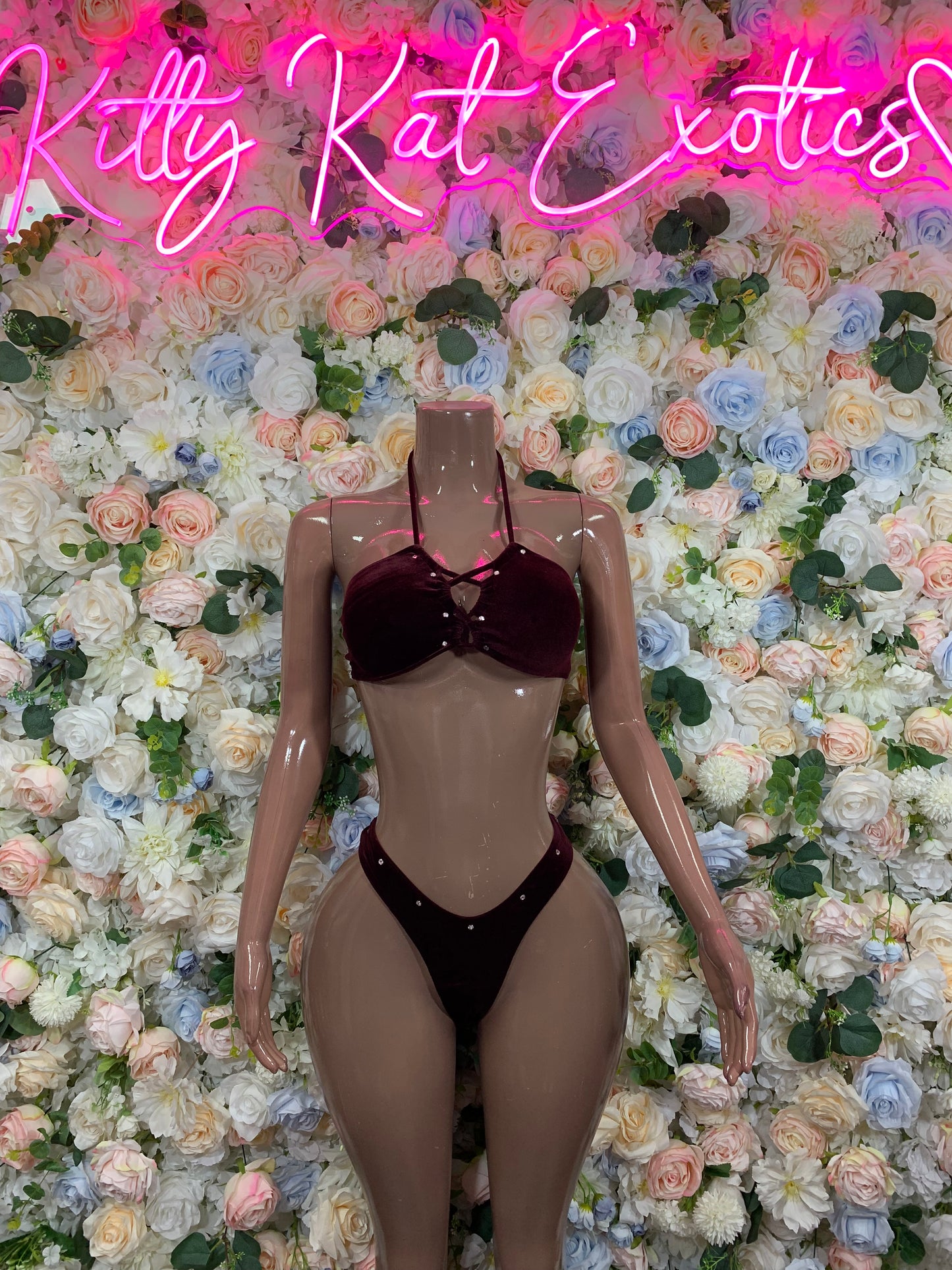 Burgundy Two Piece Rave Outfit, Rave Festival Wear