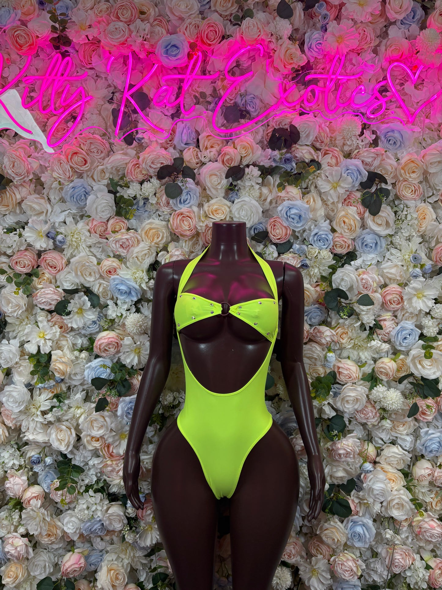 Exotic Dancewear One-Piece Bodysuit - Neon Green Raves, & Festival Clothing