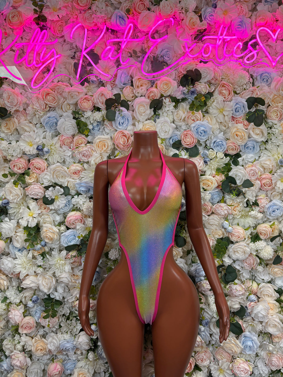 Multicolor Print Exotic Dancewear  - One Piece Bodysuit  Festival Outfit, EDM Dancewear, Party Clubwear
