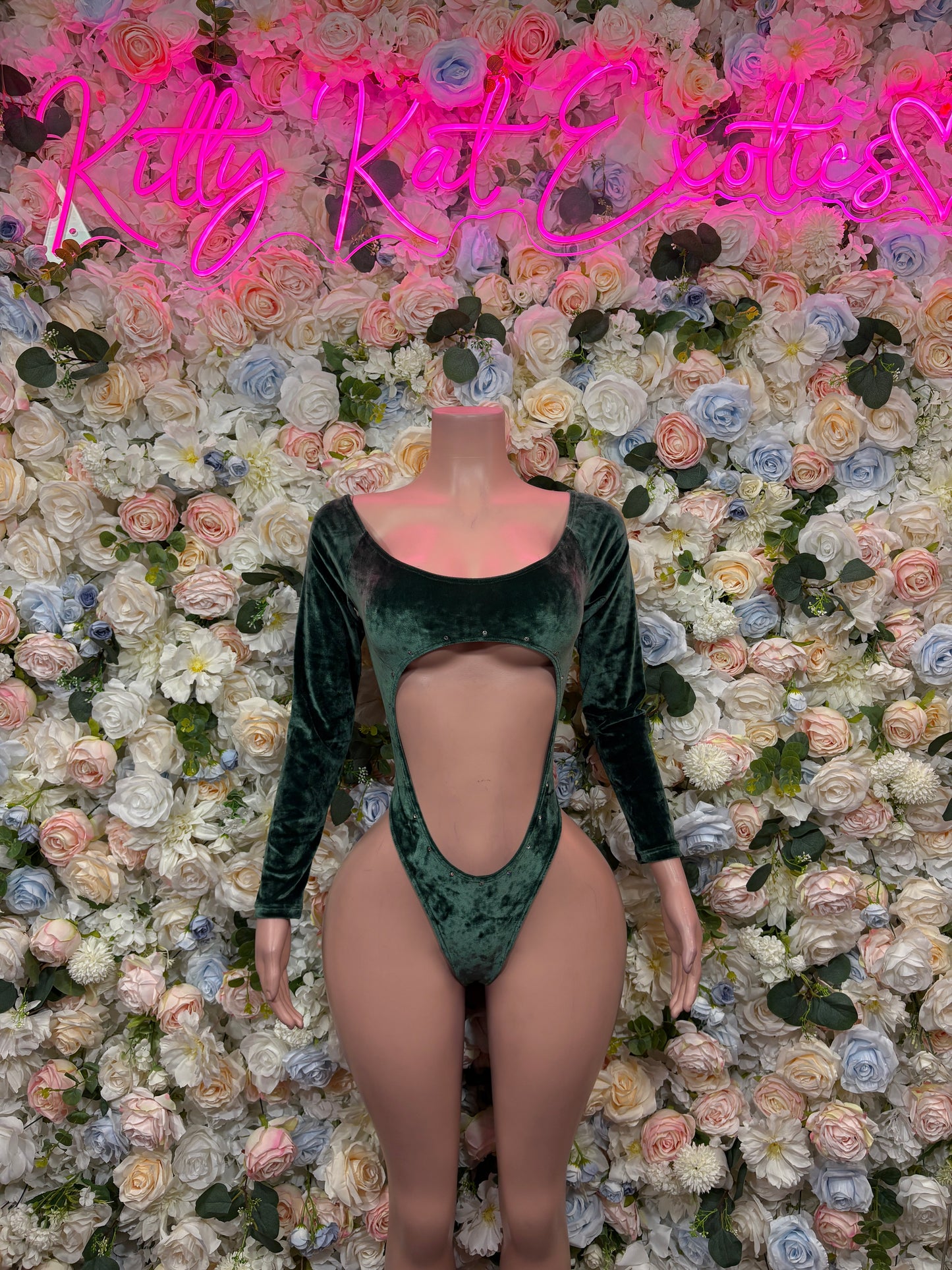Green Velvet Bodysuit | Rave Festival Outfit, Exotic Dancewear