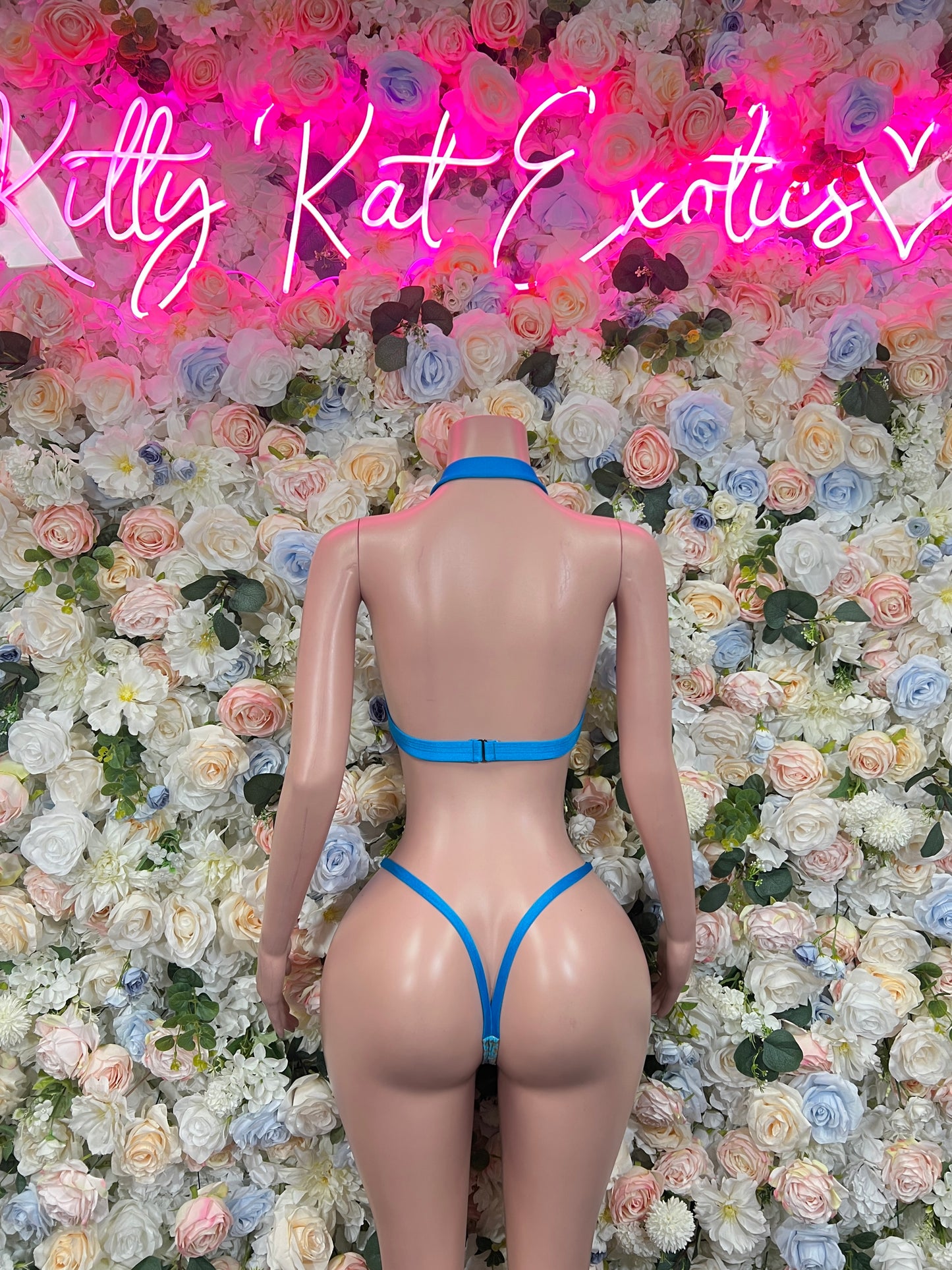 Festival Bikini Aqua Cheetah Two Piece Outfit, Bartender Uniform, Rave Festival Wear, Exotic Dancewear, Clubwear Costume, Waitress Set