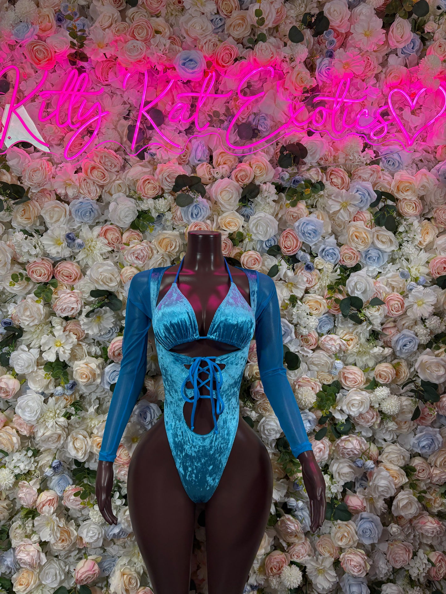 Bottlegirl Bodysuit Turquoise Velvet  - Bartender Luxury Design | Exotic Dancewear Festival Outfit Rave