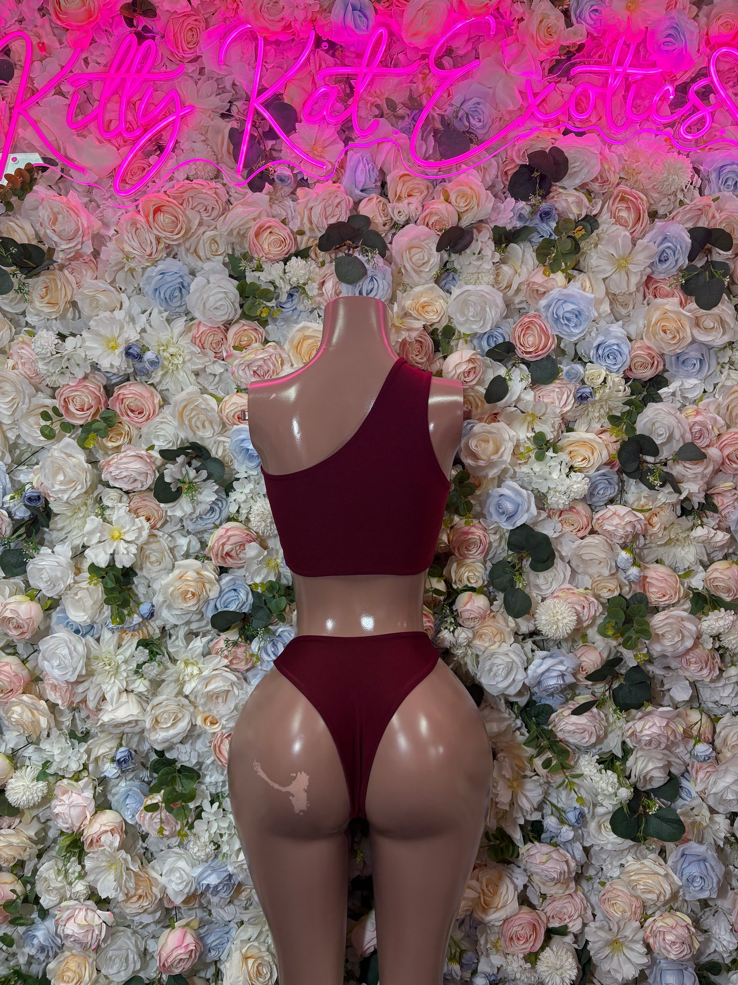 Burgundy Two Piece -  Exotic Dancewear  -  Rave Outfit - Sexy Festival Outfit, Clubwear, Performance Costume