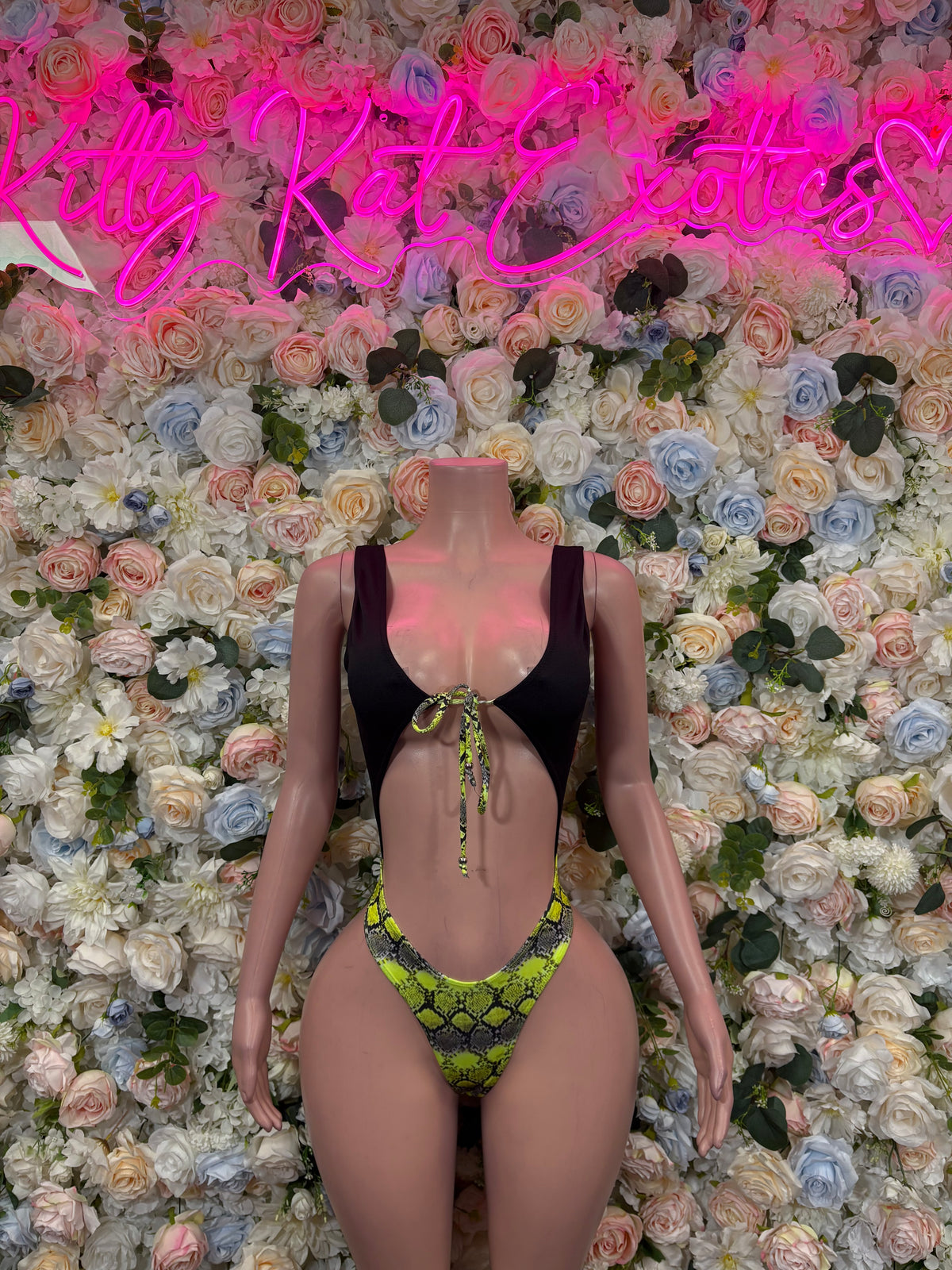 Black Neon Lace-Up Bodysuit, Festival Rave One Piece, Exotic Dancewear Clubwear