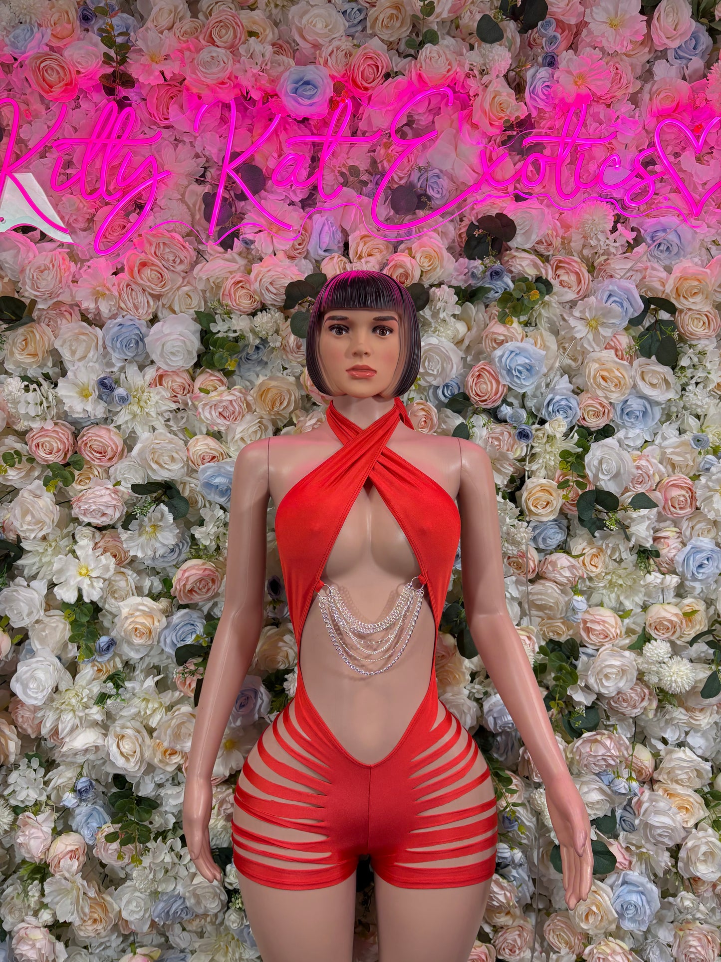 Valentines Day Red Bodysuit - Rave Outfit, EDM Dancewear, Sexy One-Piece for Raves, Clubwear, Festival Fashion