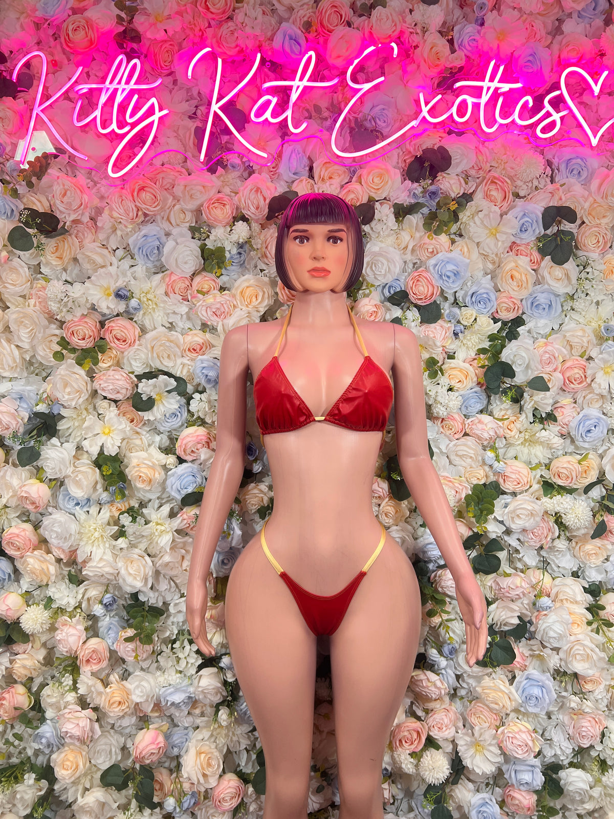 Red Latex Bikini - Rave Outfit Exotic Dancewear Clubwear Bottle Girl Bodysuit Costume