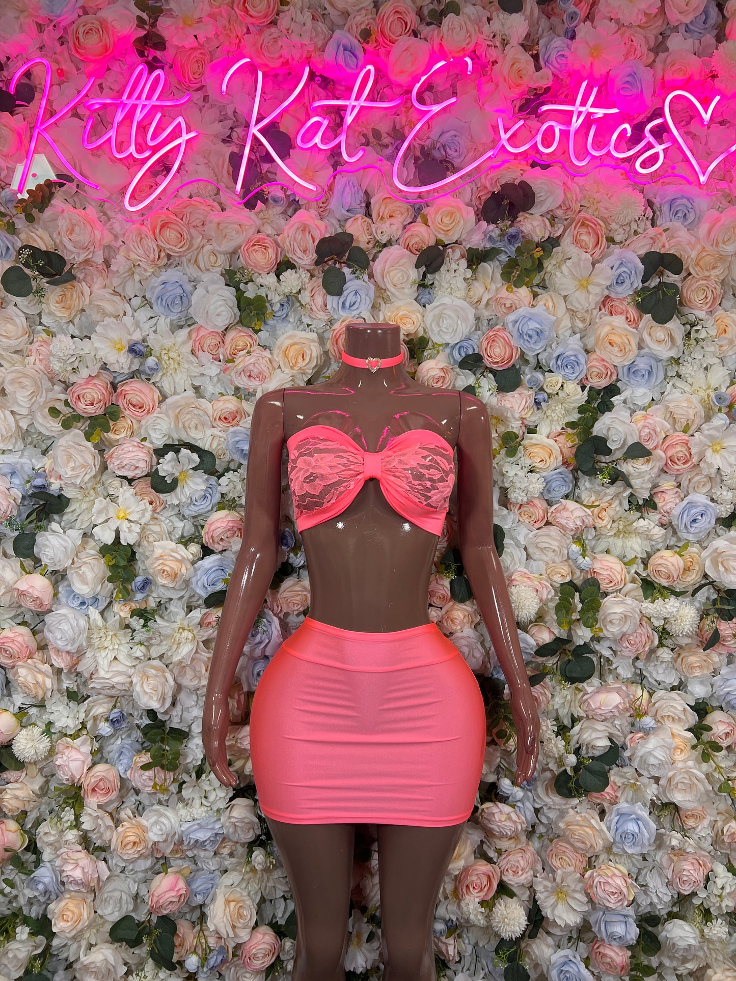 Coral Two Piece Skirt Rave Wear