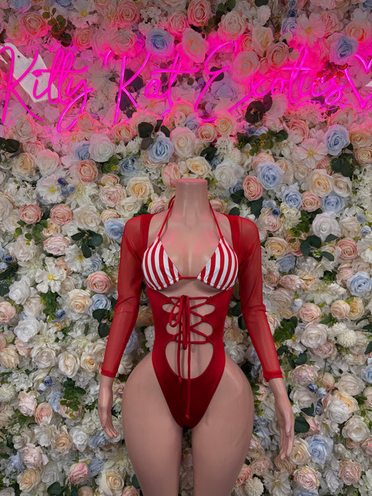 Bottlegirl Christmas Outfit Sexy Santa Bodysuit  Costume Santa Baby Outfit Bartender Dancewear