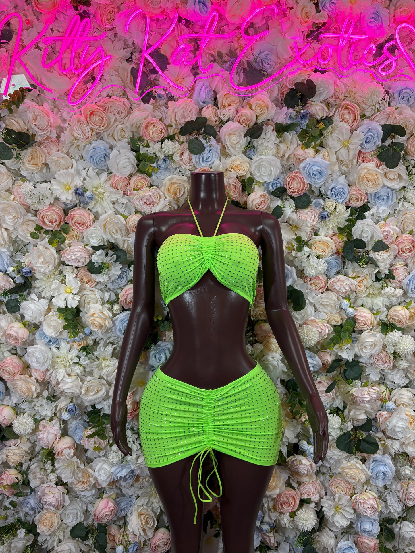 Neon Green Skirt Set - Exotic Dancewear Rave Festival Outfit Clubwear for Women