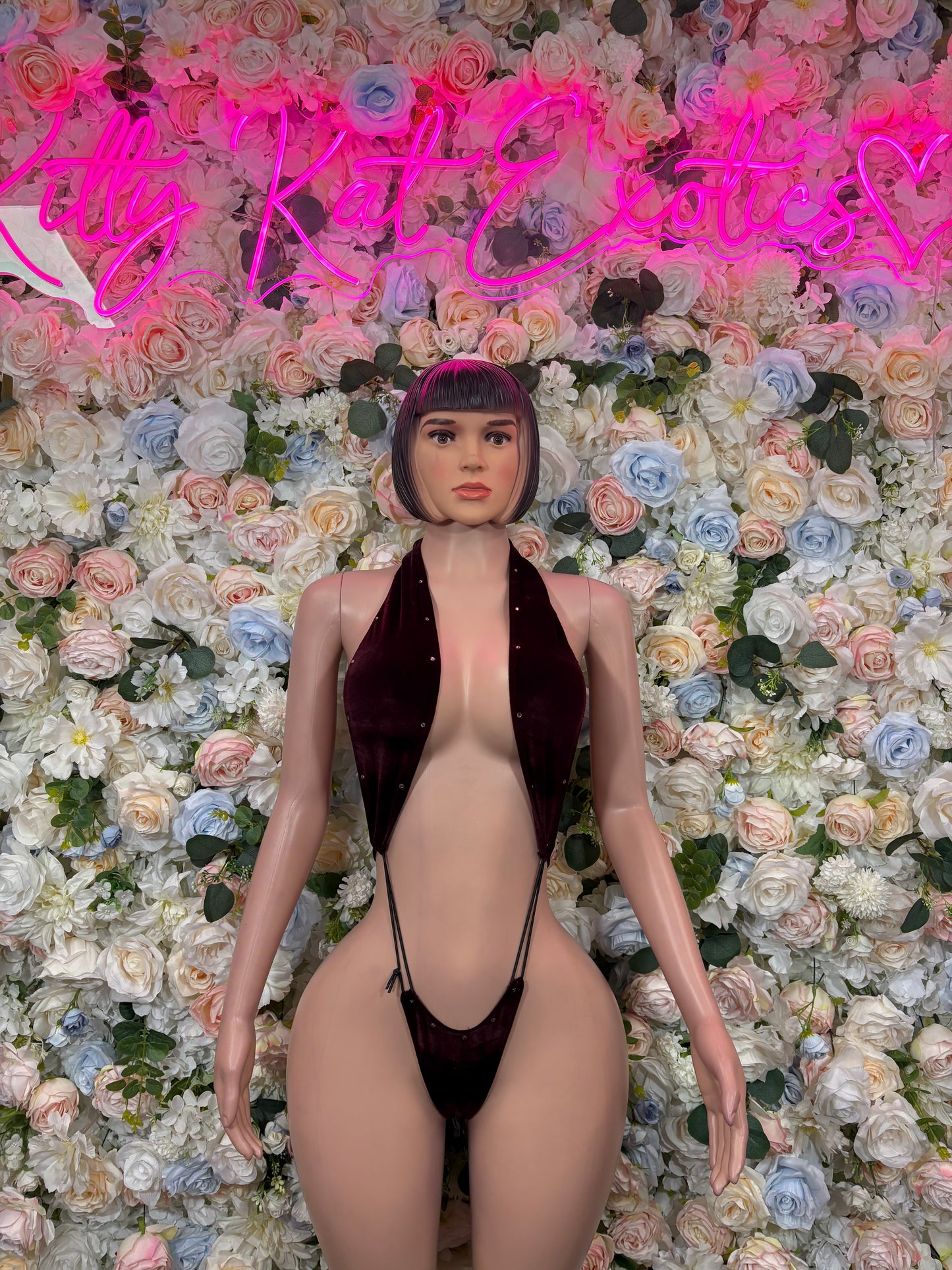 Burgundy Bodysuit Rave Festival Outfit - Exotic Dancewear