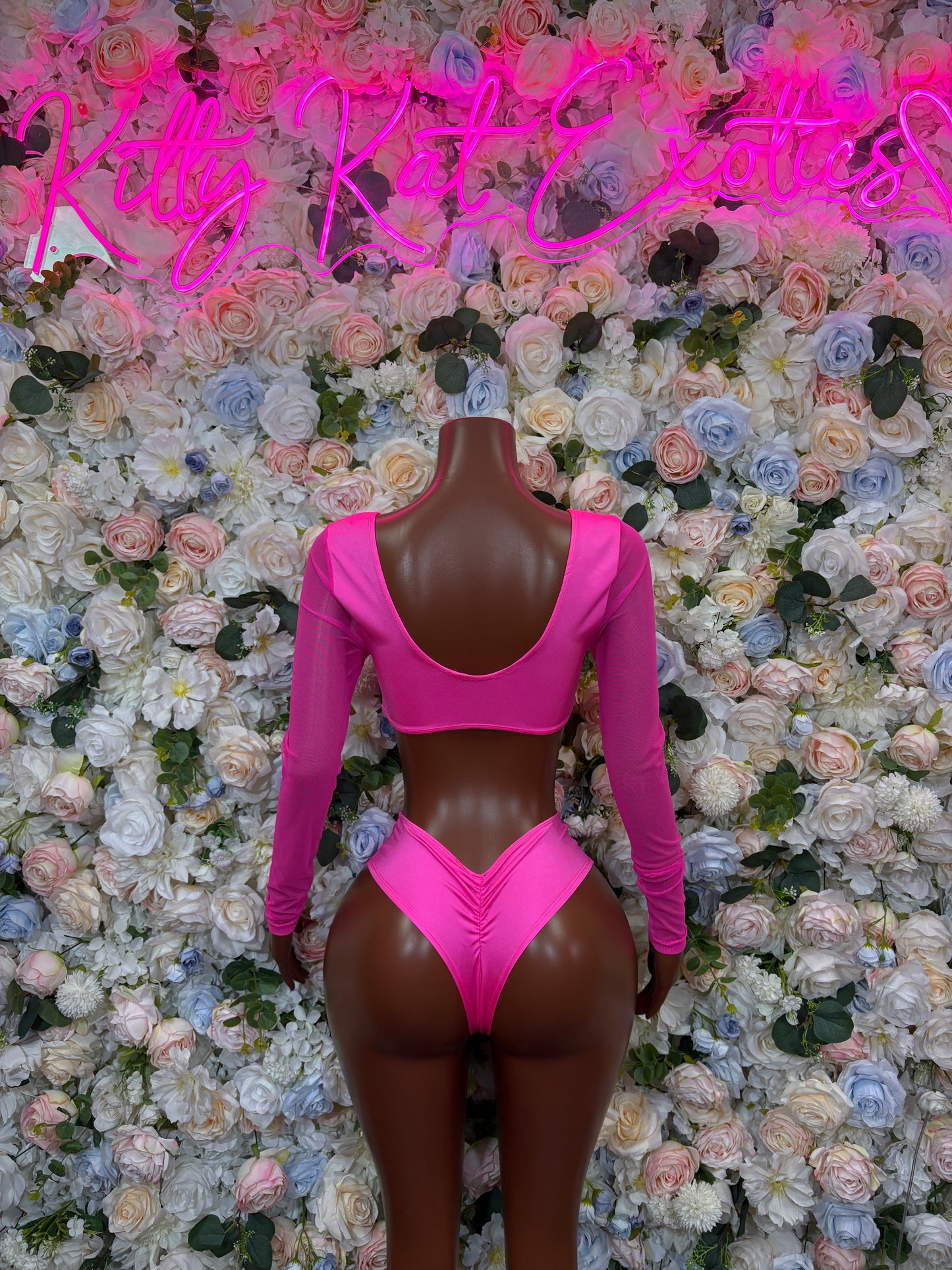 Pink Two Piece Bartender Set Exotic Dancewear Rave Festival Outfit