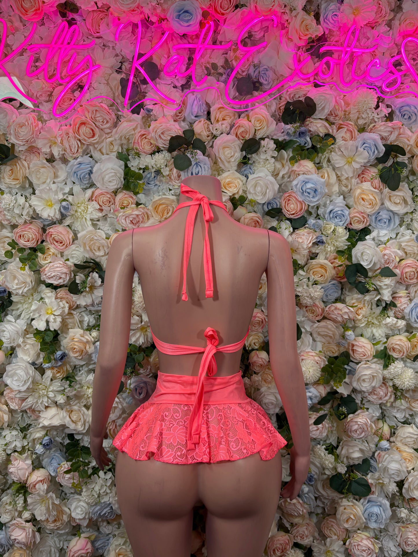 Coral Lace Skirt Festival Wear