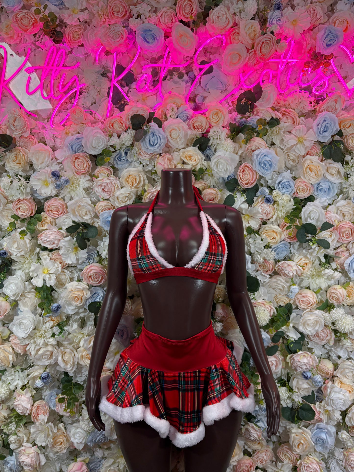 Christmas Skirt Outfit Two Piece “Gift” Red Santa Exotic Dancewear Costume Holiday