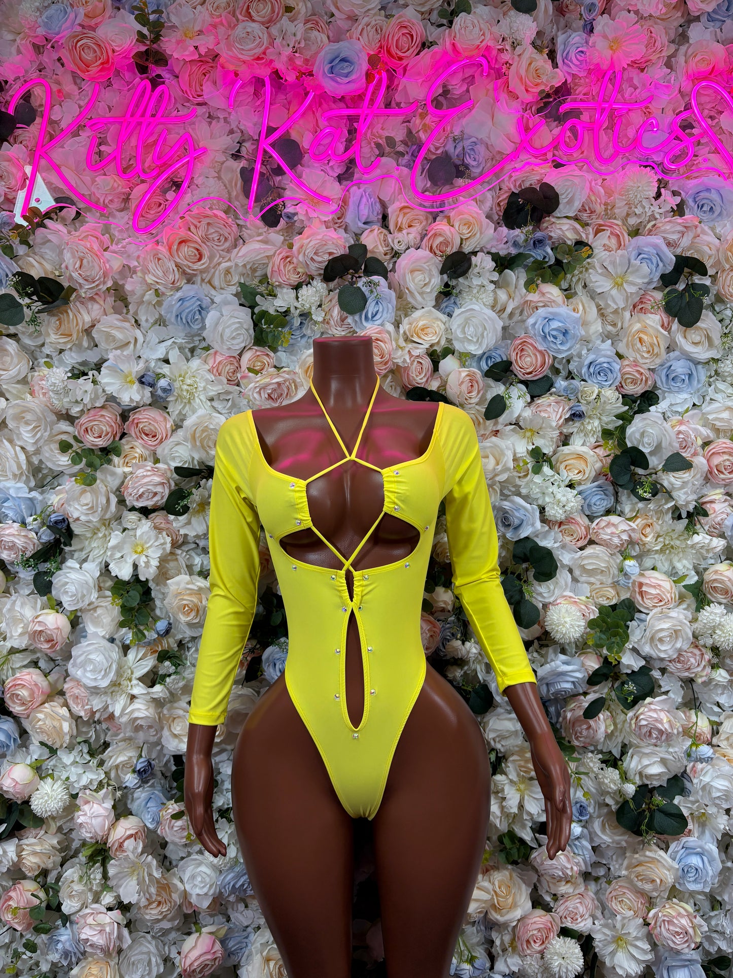 Bottlegirl Yellow Bodysuit - Festival Outfit, Exotic Dancewear, Rave Clubwear, Party Bodysuit