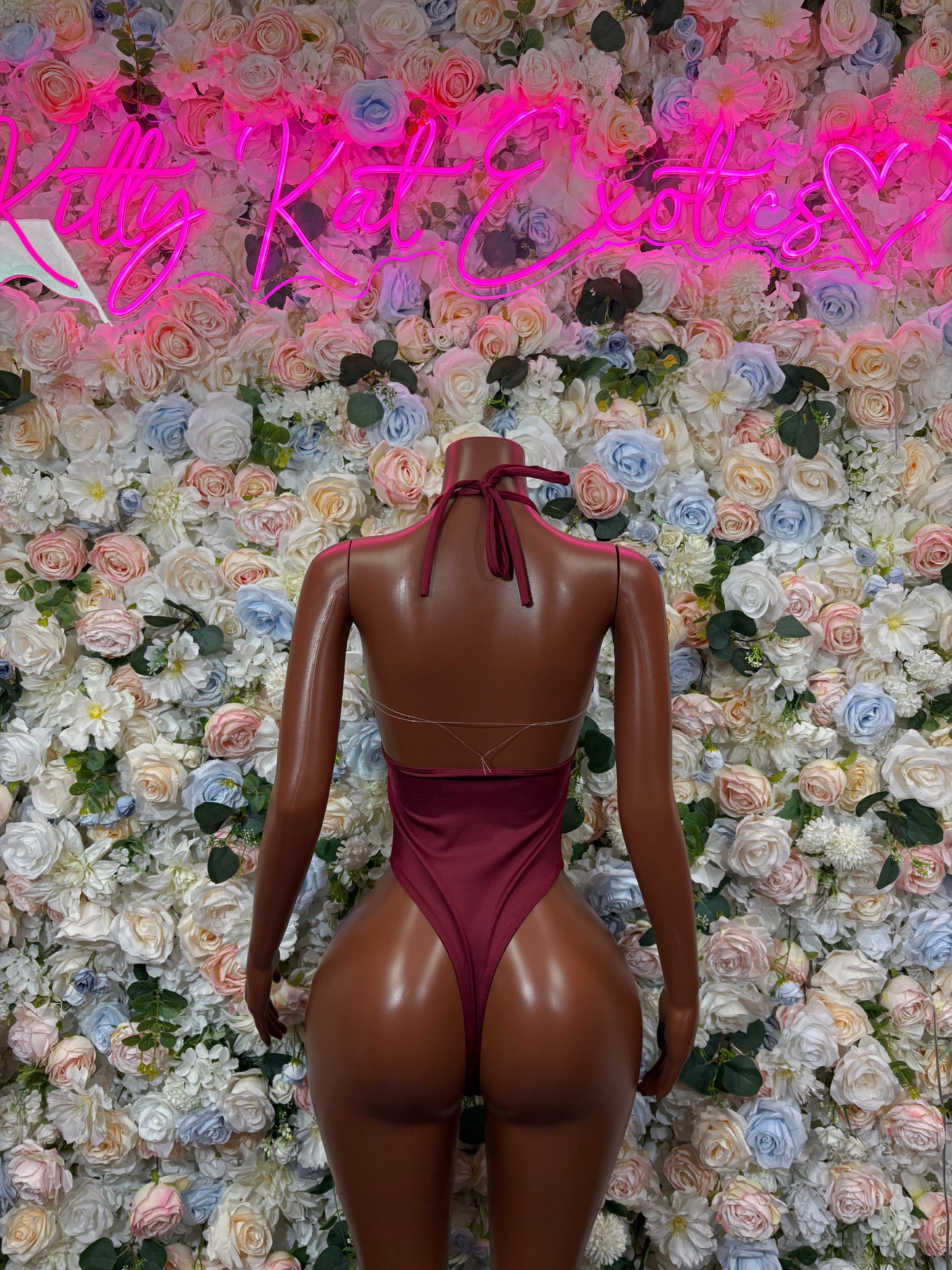 Burgundy Bodysuit Women’s Rave Festival Outfit - Exotic Dancewear
