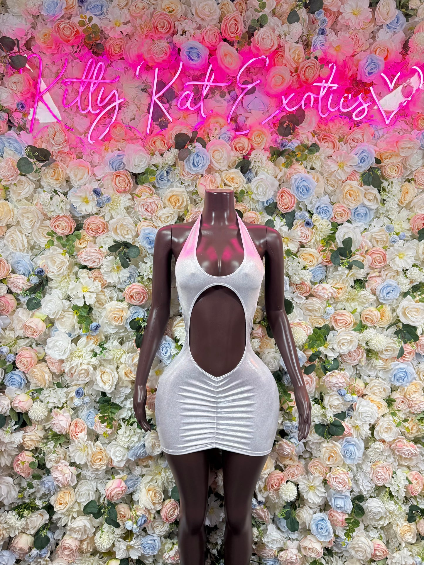 Dress White Metallic - Dress Exotic Dancewear for Performers, Raves, & Festival Clothing