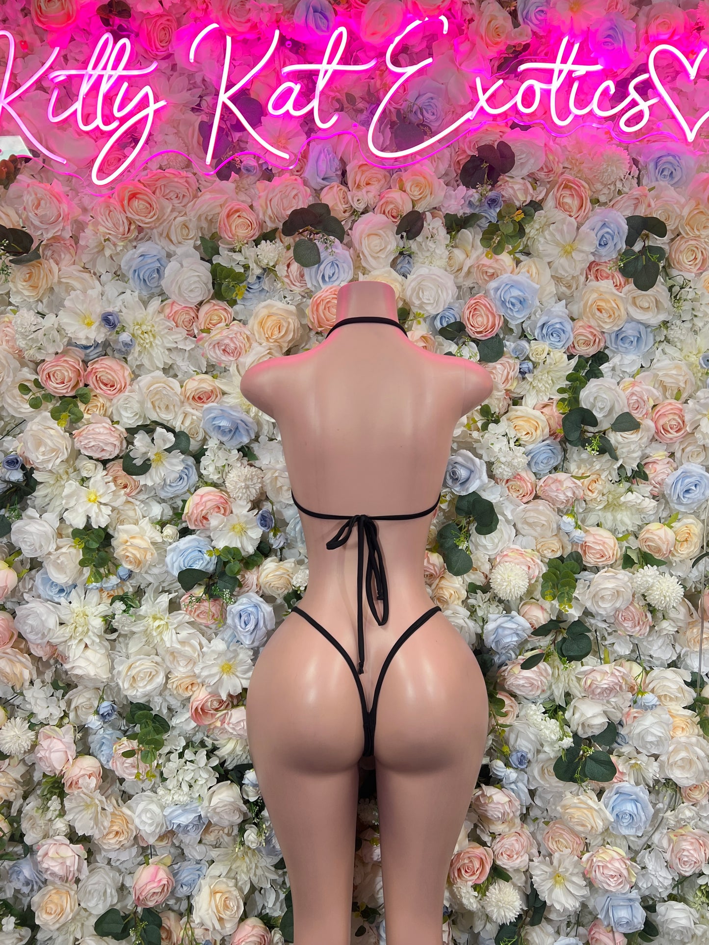 Black Rhinestone Bandeau Bikini Set - Micro Thong Exotic Dancewear 2PC for Raves Festivals