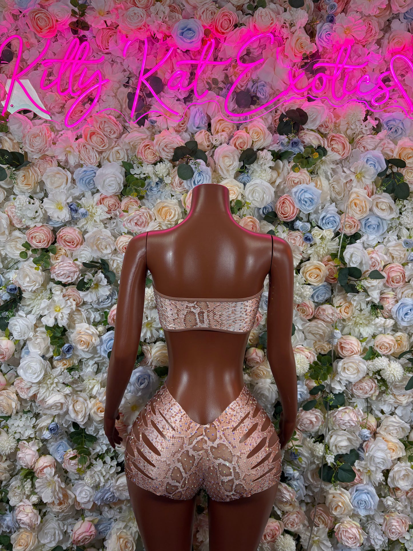 Exotic Dancewear Leopard Rhinestone One Piece set – Rave outfit, rave wear costume, pole dance lingerie, festival bikini