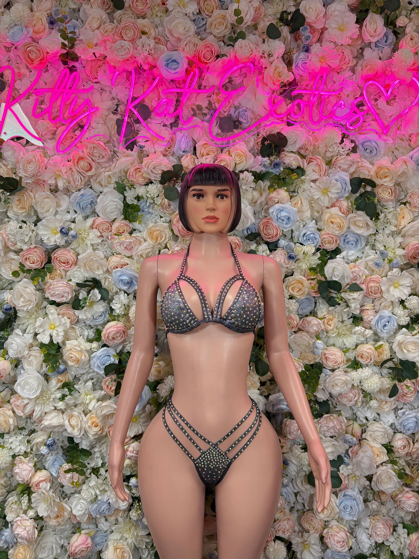 Black Rhinestone Bikini Exotic Dancewear