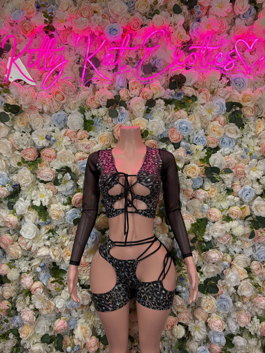 Peacock Print Custom Bottlegirl Bodysuit  - One Piece Bartender Outfit, EDM Dancewear, Party Clubwear