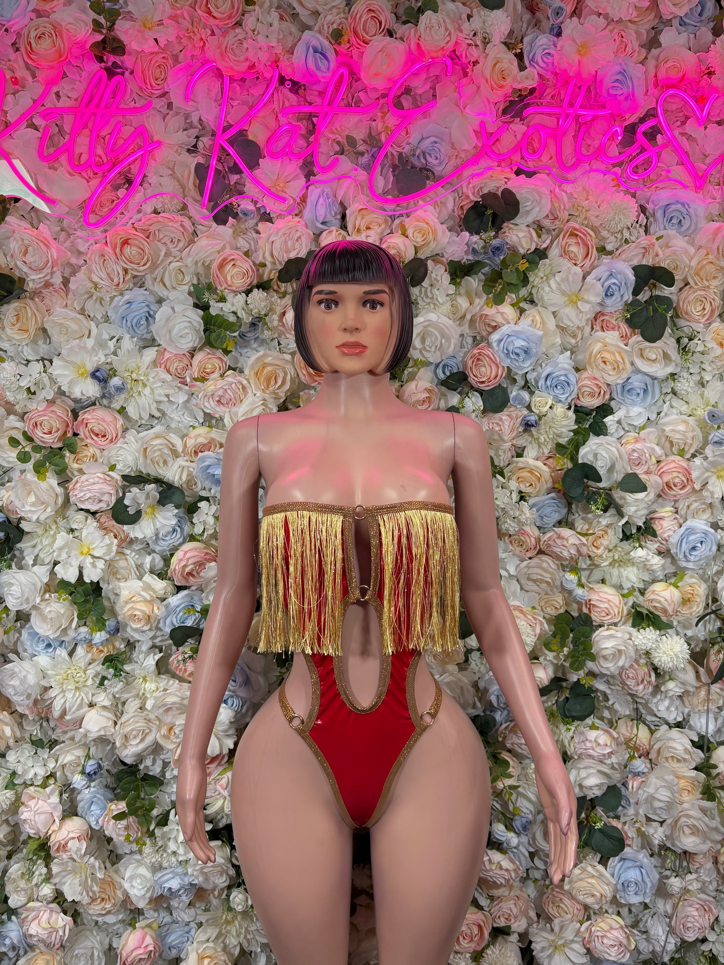 Matte Red Festival Bodysuit Women - Rave Outfit Exotic Dancewear Clubwear Bottle Girl Bodysuit