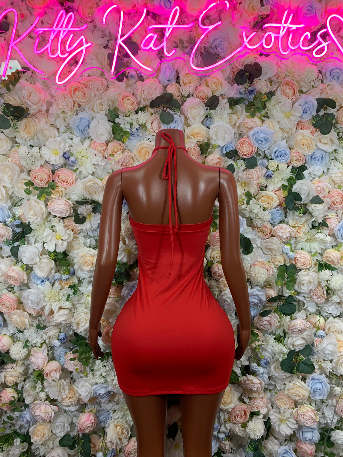 Red Midi Cocktail Dress, Elegant Party Wear