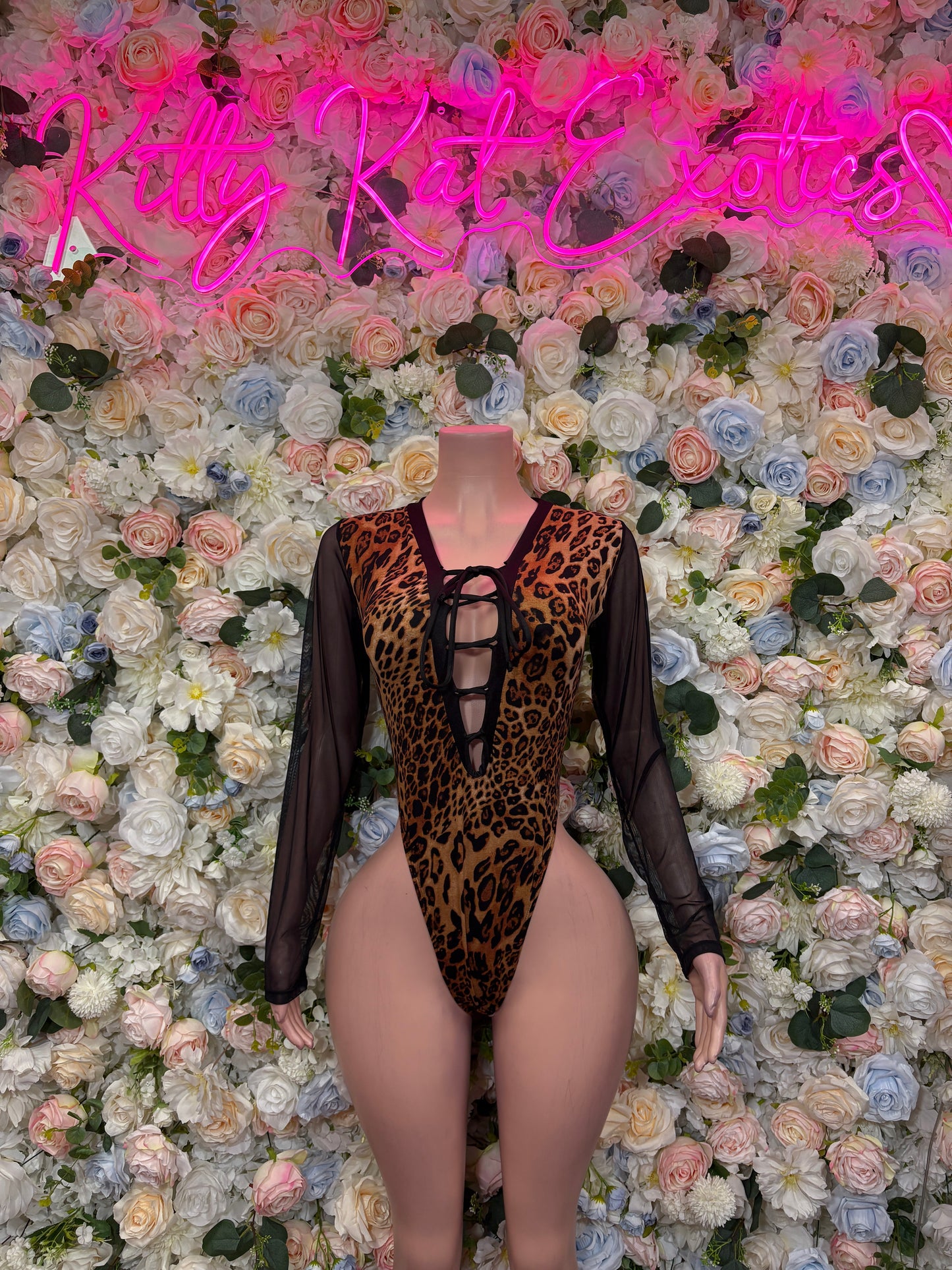 Leopard Print Bottlegirl Bodysuit  - One Piece Bartender Outfit, EDM Dancewear, Party Clubwear