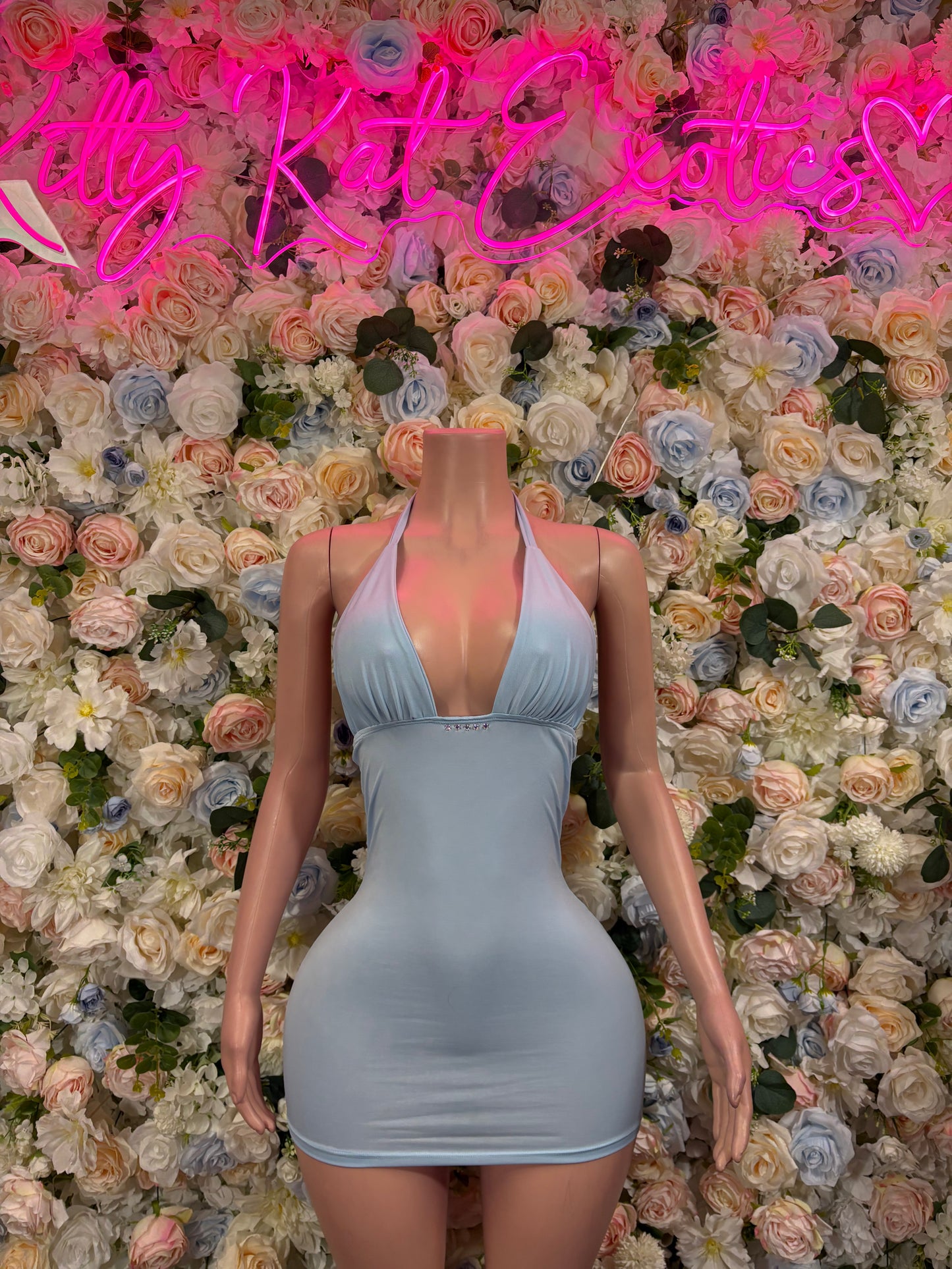 Baby Blue Dress Bodysuit One Piece  - Bartender Bottlegirl Outfit Exotic Dancewear Festival Outfit Rave