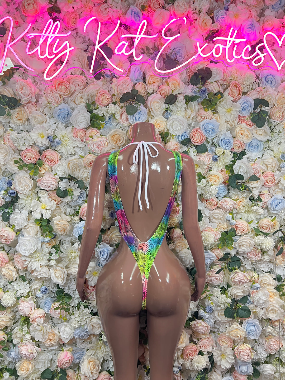 Exotic Dancewear Multicolor  One Piece Rave Outfit, Swimwear Festival Clothing Ravewear