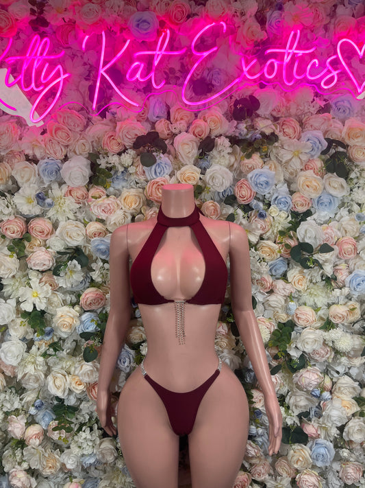 Festival Clothing Two Piece Burgundy Bikini Dancewear Ravewear Exoticwear