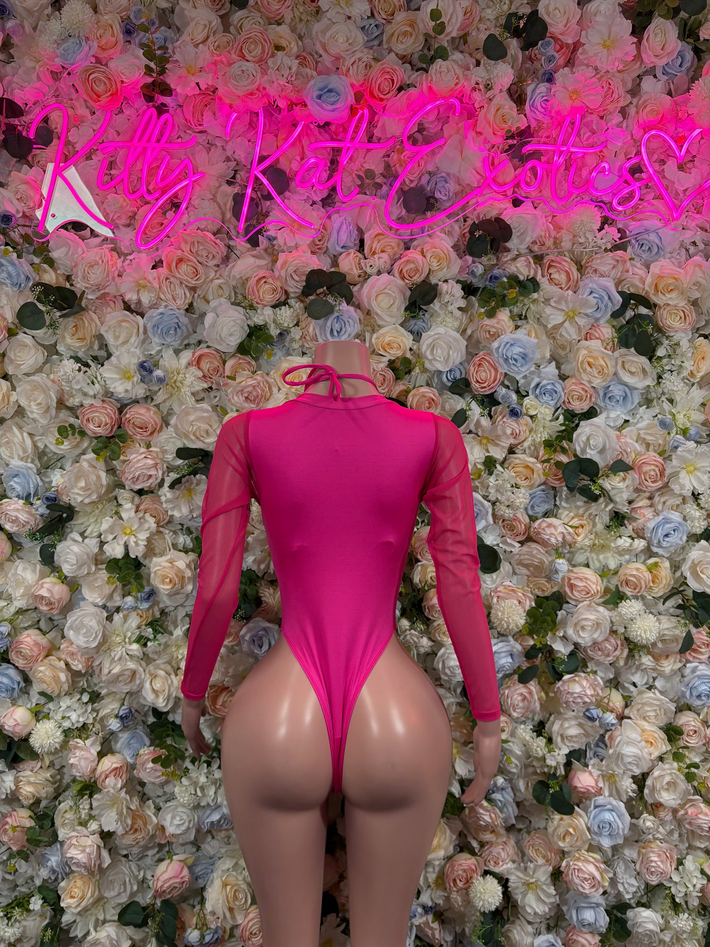 Bottlegirl Outfit One-Piece Pink Metallic Bodysuit - Hologram Design | Exotic Dancewear for Performers, Raves