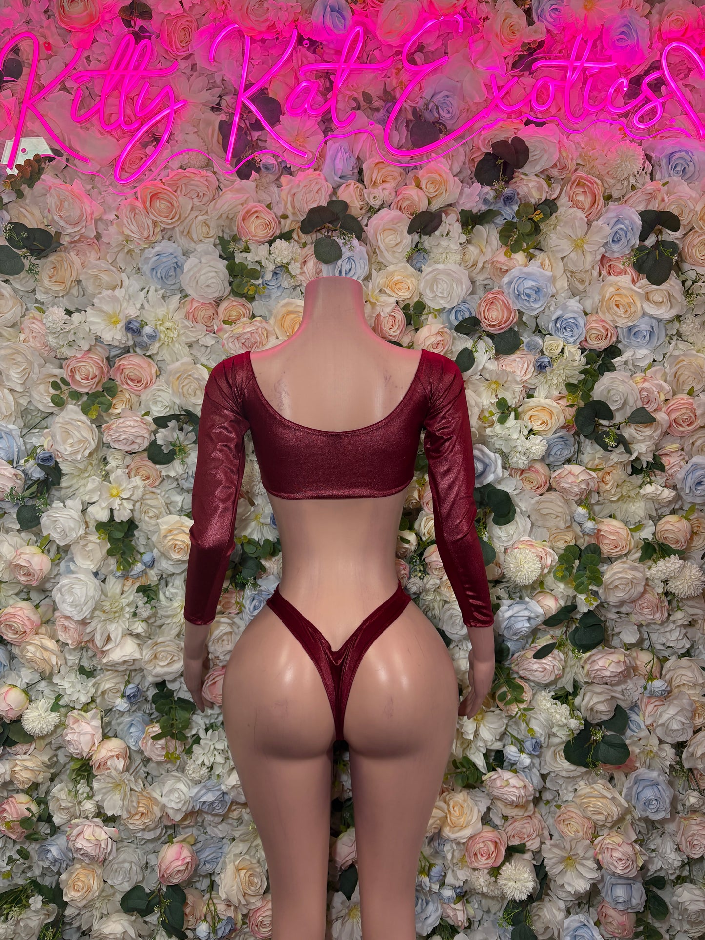 Burgundy Two Piece -  Exotic Dancewear  -  Rave Outfit - Sexy Festival Outfit, Clubwear, Performance Costume
