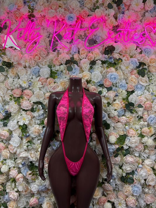 Pink Mesh Slingshot Rave Outfit Exotic Dancewear