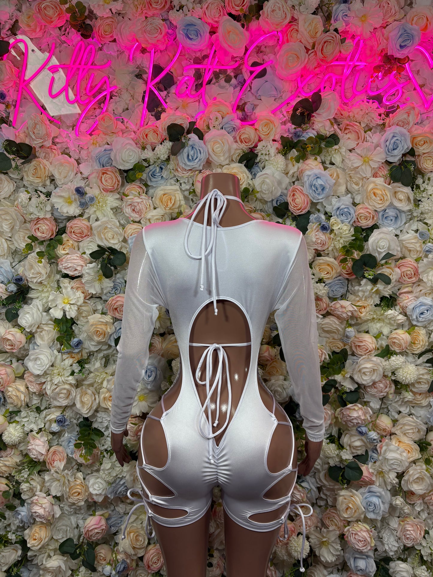 Bottlegirl Bodysuit Silver Cheetah One Piece - Hologram Design | Exotic Dancewear for Performers, Raves