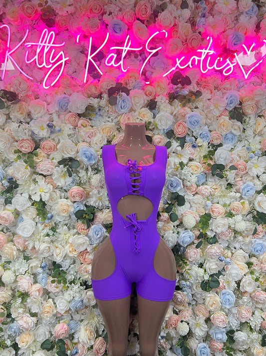 Bottlegirl - Exotic Dancewear Purple One Piece  - Rave Outfit  Sexy for Performers, Events, or Special Occasions